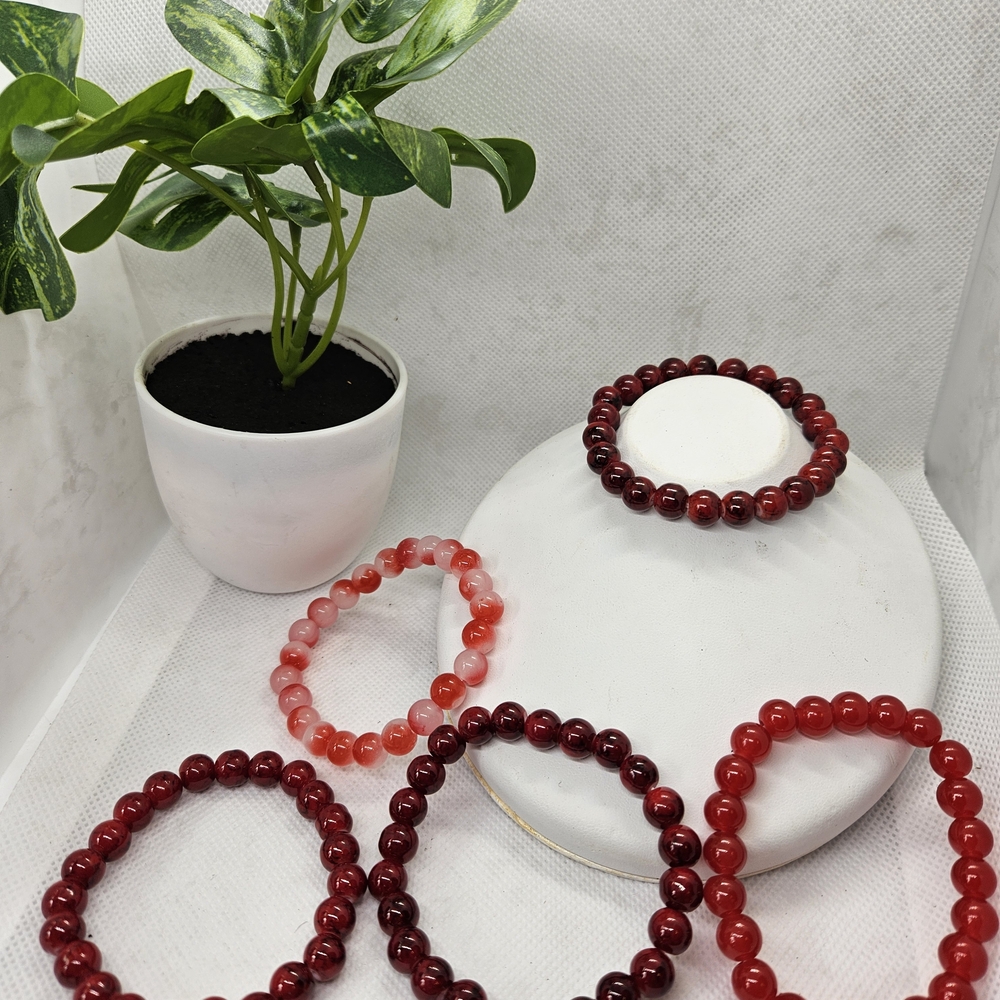 Chic Red and Pink Beaded Bracelet Collection